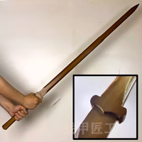 Jingpo 1.2m Wooden Two-Handed Sword – Brown Finish Chinese Long Sword