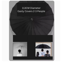 24 Ribs Auto Open Umbrella with Waterproof Sleeve - Milky White