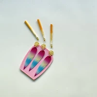 KPop Demon Hunters – Zoey’s F6 Mini Blade Replica (19cm) with Full-Color 3D Printed Pattern, Gold Accessories, Gradient Tassel & Pink Sheath