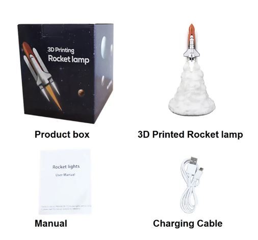 3D Print LED Night Light Space Shuttle Rocket Bedroom Table