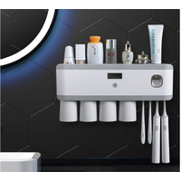 UV Light Sterilizer Toothbrush Holder Toothpaste Dispenser Wall Mounted Cleaner