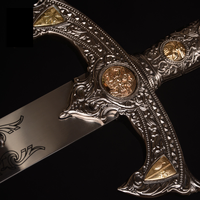 Knights Templar Sword With Wall Plaque
