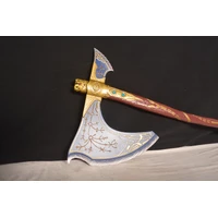 God of War Ragnarök: Kratos' Leviathan Axe Replica Blue-Coated Blade, and Rune Detailing
