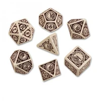 Q Workshop Steampunk Beige & Brown Clockwork Dice Set 7