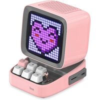 Divoom Ditoo Plus Pixel Art Gaming Portable Bluetooth Speaker with App Controlled 16X16 LED Front Panel, Also a Smart Alarm Clock (Pink)