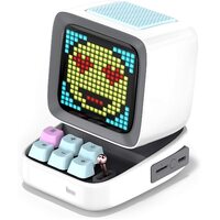 Divoom Ditoo Plus Pixel Art Gaming Portable Bluetooth Speaker with App Controlled 16X16 LED Front Panel, Also a Smart Alarm Clock (White)