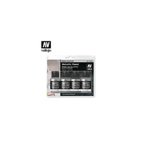 Vallejo Metal Colour - Metallic Panel 4 Colour Acrylic Paint Set