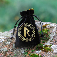 Q Workshop Runic Black & Golden Velour Dice Bag