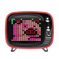 Divoom Tivoo Retro Bluetooth Speaker - Pixel Art DIY Box, RGB Programmable 16X16 LED, Support Android & iOS; TF/SD Card & Aux 3.9X3X3.2 Inches (Red)