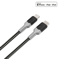 Bonelk Long-Life USB-C to Lightning Cable (1.2 m) (Black/Grey)