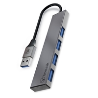 Bonelk USB-A to 4 Port USB 3.0 Slim Hub (Space Grey)