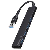 Bonelk Long-Life USB-A to 4 Port USB 3.0 Slim Hub (Black)