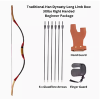 Traditional Han Dynasty Long Limb Bow 30lbs Right Handed Beginner Package