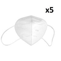 KN95 Protective Facemask 95% Filtration CE Certified Anti Dust/Droplet 4 Layer 3D Respirator 5 Pack