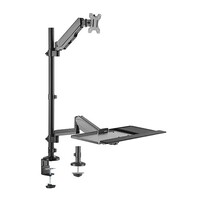 Brateck Pole Held Floating Sit-Stand Desk Converter with Dual Monitor Mount