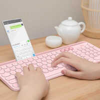 Miiiw Bluetooth Dual Mode Keyboard 104 Keys 2.4GHz Multi Compatible Wireless Portable for macbook Keyboard -Cherry Pink