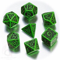 Q Workshop Celtic 3D Green & black Revised Dice Set 7