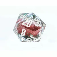 Sirius Dice - Silver Ink; Red and Green Glitter with Silver Snowflakes D20 Snow Globe