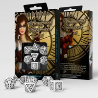 Q Workshop Steampunk Clockwork White & Black Dice Set 7