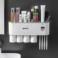 Multifunctional Toothbrush Holder Magnetic Cup Automatic Toothpaste Dispenser Grey