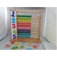 Wooden Abacus 10 Colours 10 Beads with Numbers