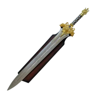 World of Warcraft: King Llane Wrynn's Gold-Plated Royal Sword Replica (113cm) – Blue Jewel Inlay and Zinc Alloy