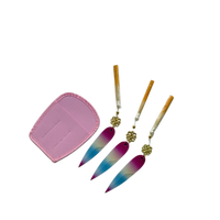 KPop Demon Hunters – Zoey’s F6 Mini Blade Replica (19cm) with Full-Color 3D Printed Pattern, Gold Accessories, Gradient Tassel & Pink Sheath