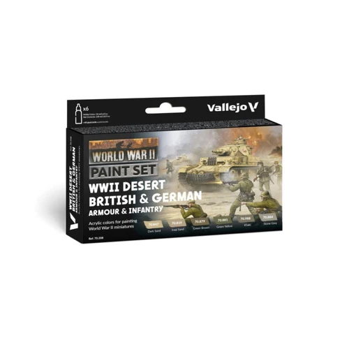 Vallejo - Model Colour - Desert British & German Armour & Infantry WWII 6 Colour Set