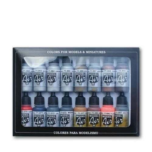 Vallejo Model Air - Metallic Effects Pack 16 Colour Set