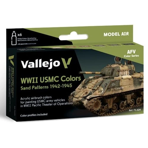 Vallejo - Model Air - Wwii Usmc Colors Sand Patterns 1942-1945 6 Colour Set