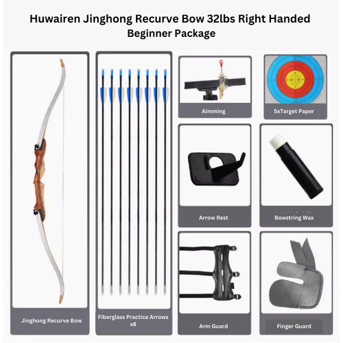 Huwairen Jinghong Recurve Bow 32lbs Right Handed Beginner Package