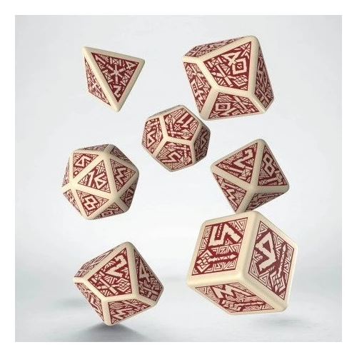 Q Workshop Dwarven Beige & Burgundy Dice Set 7