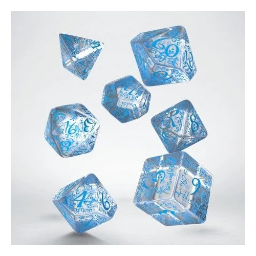 Q Workshop Elvish Translucent & blue Dice Set 7