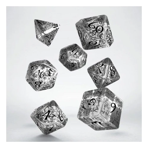 Q Workshop Elvish Translucent & black Dice Set 7
