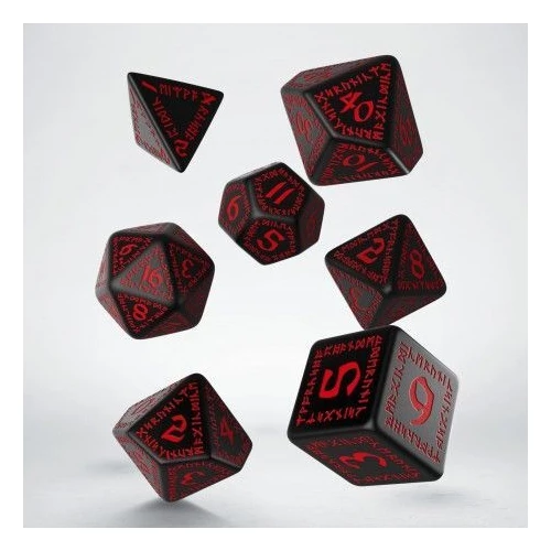 Q Workshop Runic Black & Red Dice Set 7