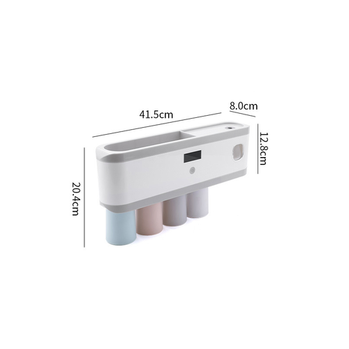 UV Light Sterilizer Toothbrush Holder Toothpaste Dispenser Wall Mounted Cleaner