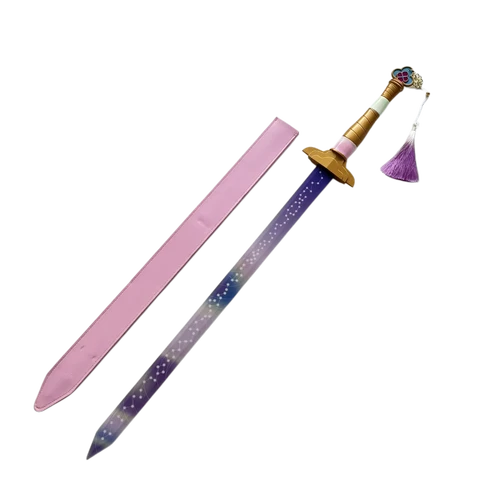 KPop Demon Hunters – Lumi’s Sword Replica (105cm) with Pink Scabbard, Full-Color 3D Printed Blade, Gold Charms & Gradient Tassel