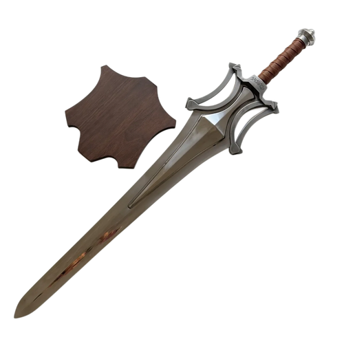 He-Man – Power Sword of the Universe Giant Replica with Aged Zinc-Aluminium Crossguard, 4mm 2R13 Polished Blade, and Leather-Wrapped Steel Handle